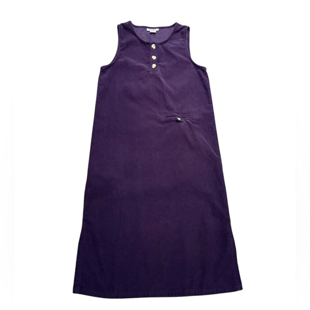 Vintage FADS Purple Sleeveless Corduroy Dress with Button Detail Womens 6Petite